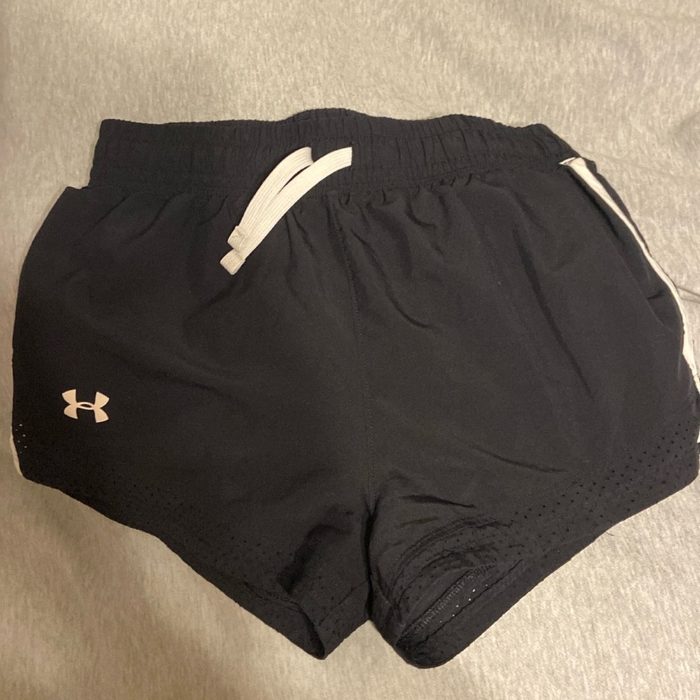 Under Armor Black Shorts with White Stripe on Side